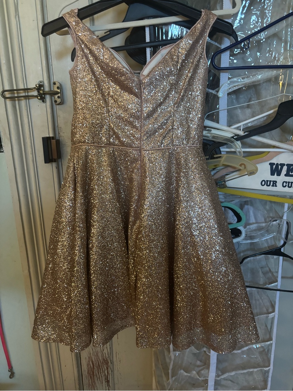 Elizabeth K by Gls Gold Glitter Fit-and-Flare Dress